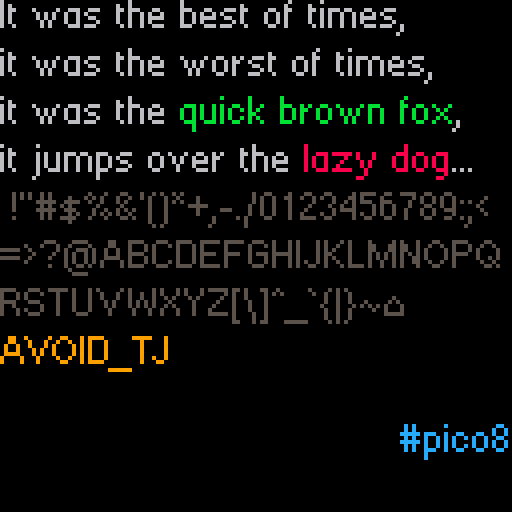 print9() custom font library (no sprites)